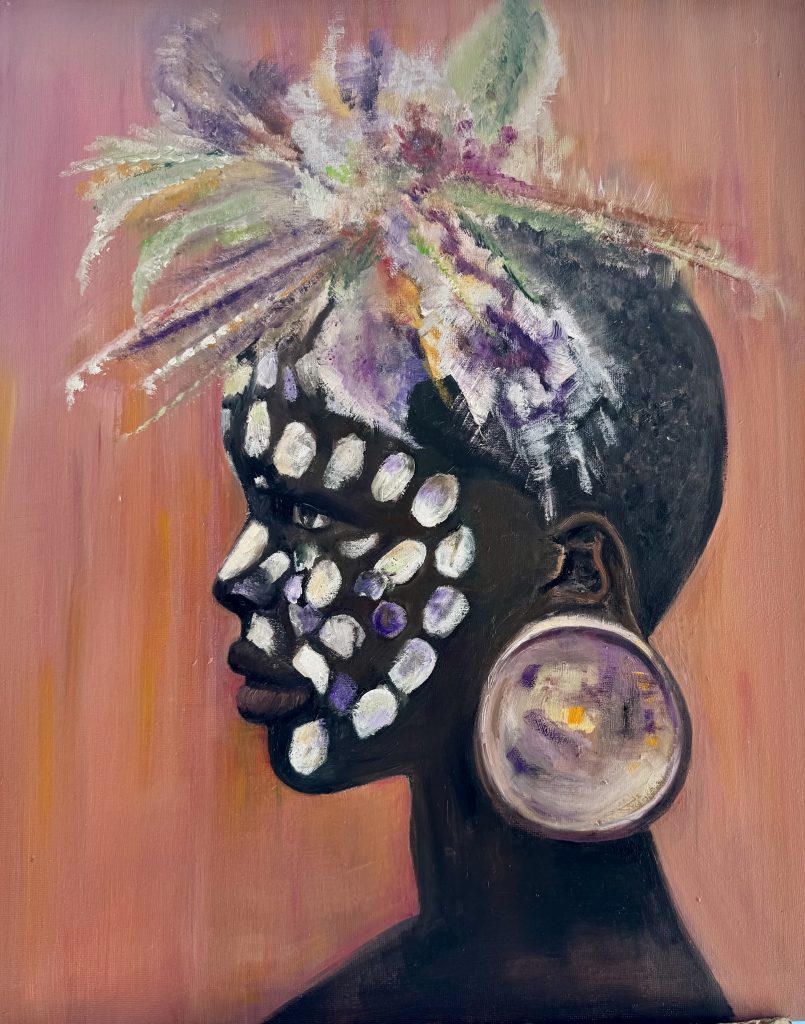 Femme à la boucle d’oreille (collection Peuples de la rivière), une oeuvre de Bee Pellerin.